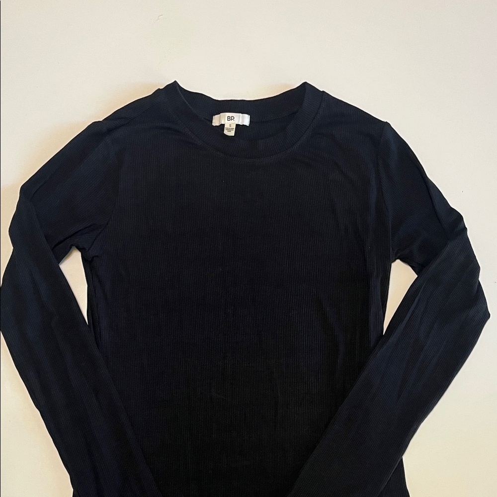 Nordstrom Black Long-Sleeve Ribbed mini dress